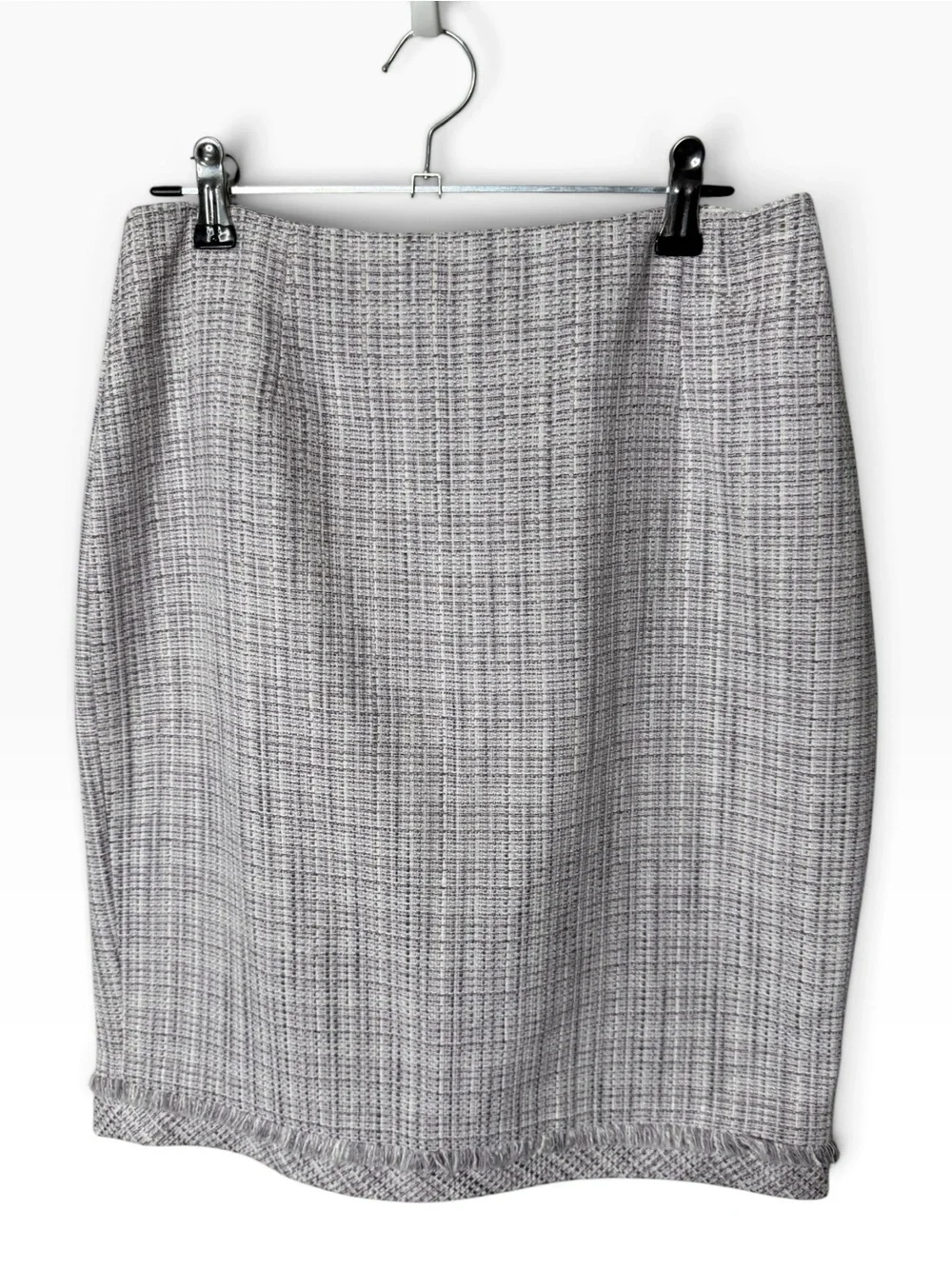 White House Black Market Purple Gray Tweed Pencil Skirt Size 4